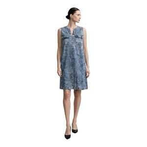 Y2K Acid Wash Denim Shift Dress | Sleeveless Minimalist Utility Jean Dress